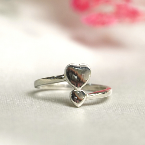 925 Sterling Silver dual heart classic ring for Women