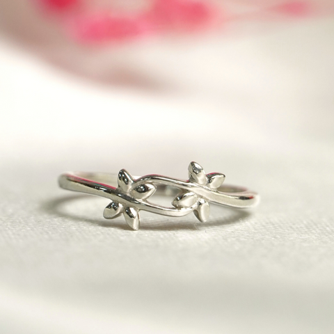 925 Sterling Silver classic floral minimalist ring