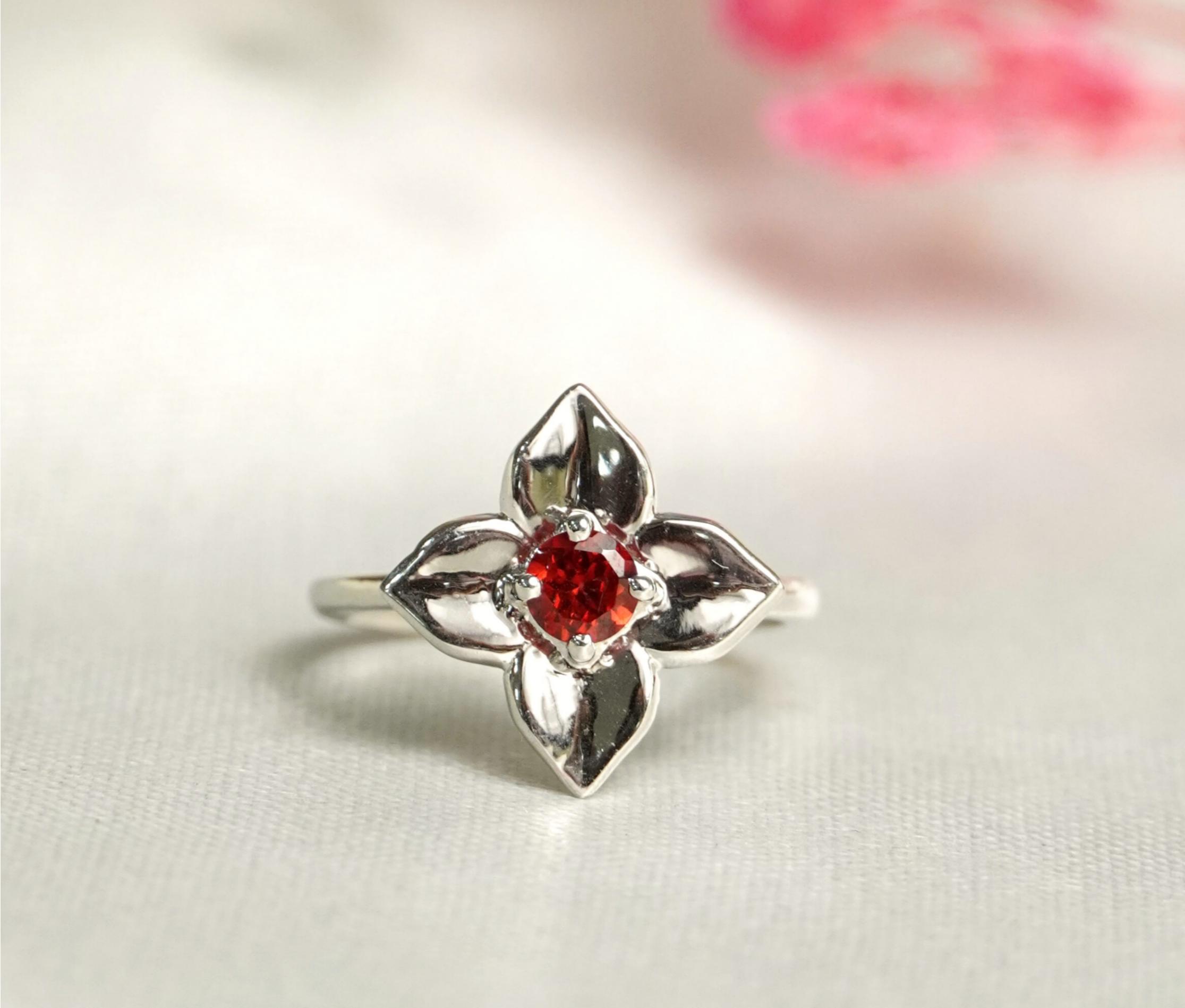 925 Sterling Silver Classic rings ruby stone for Women and girl engagement ring