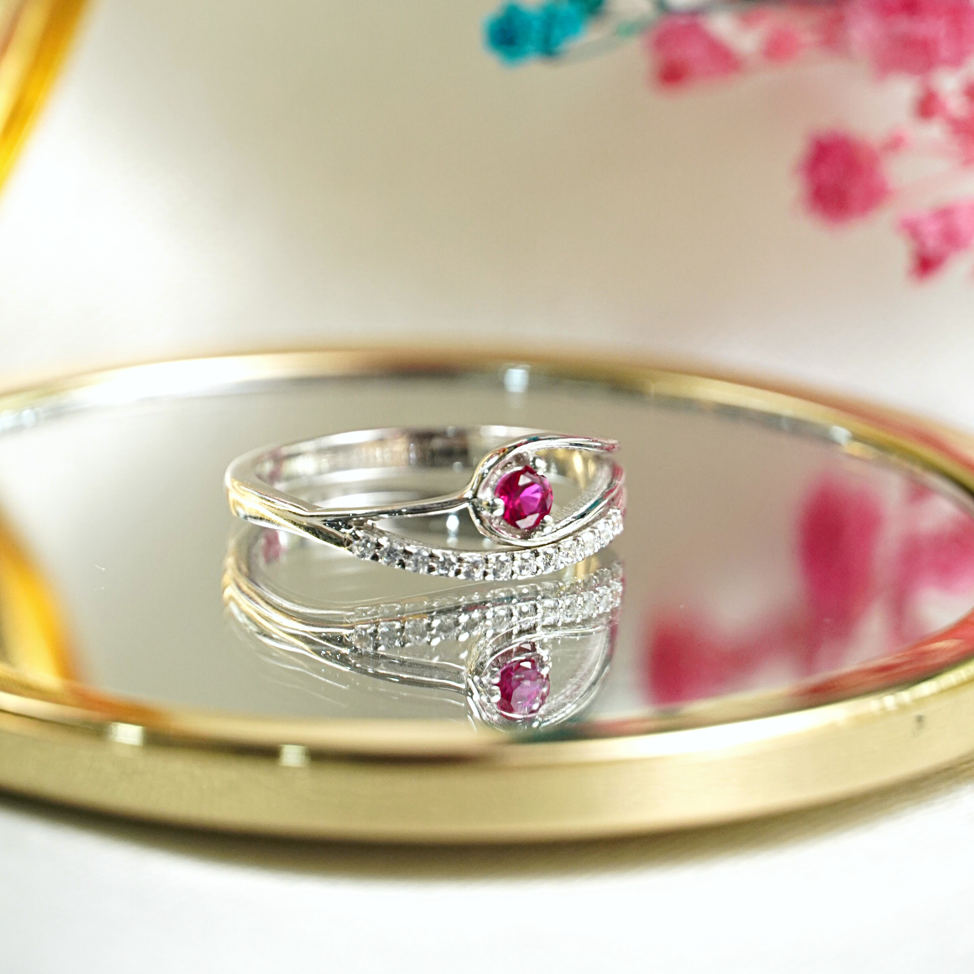 925 Sterling Silver Classic Ruby Stone Rings for Women