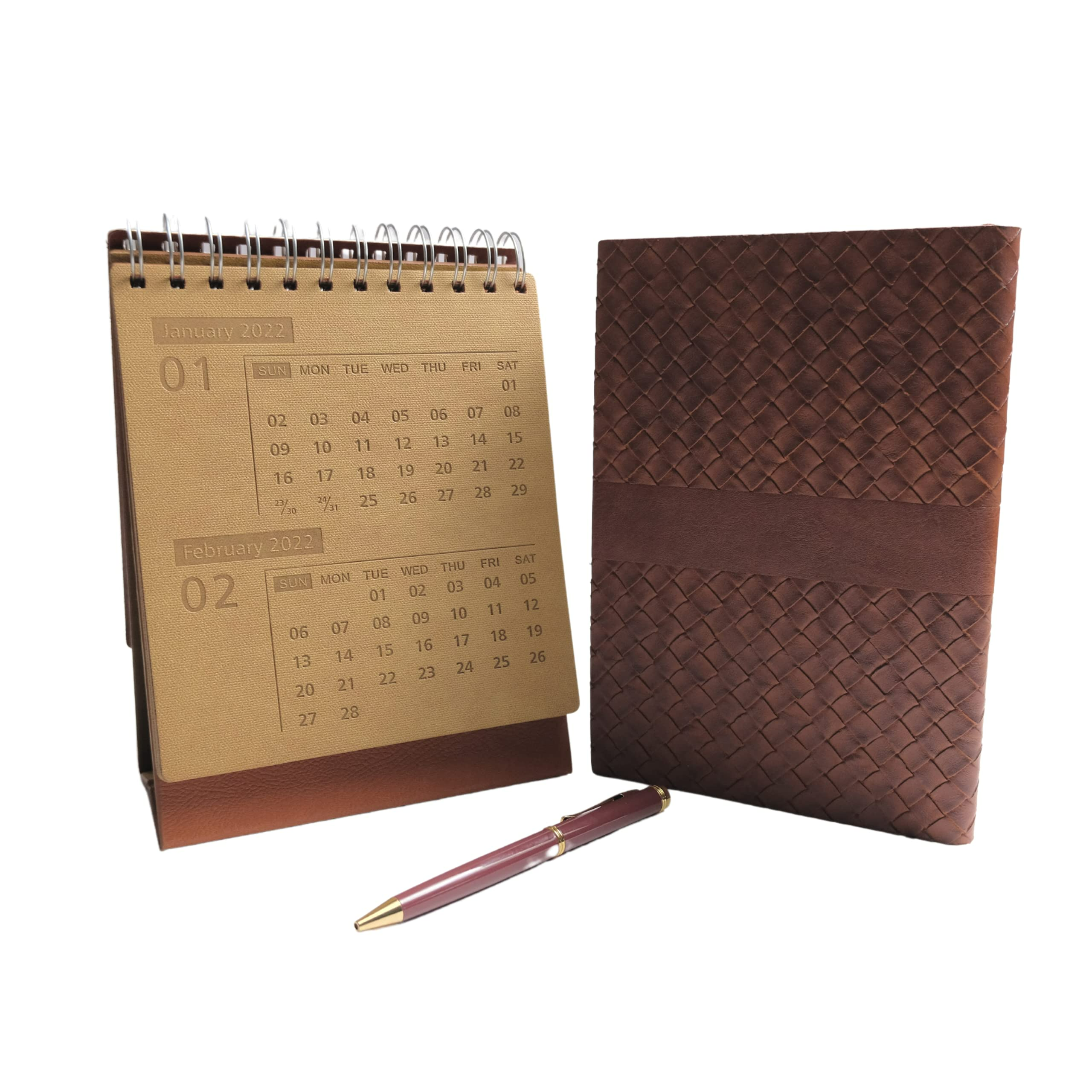DurmarShana BIBELOT 4-in-1 Leather Combo with Pen, Planner Diary, Diaries, and 2022 Calendar.
